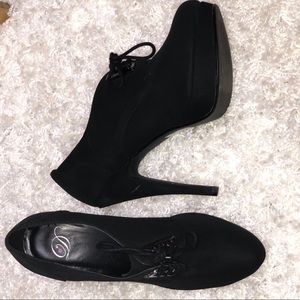 Black Suede Lace Up Booties